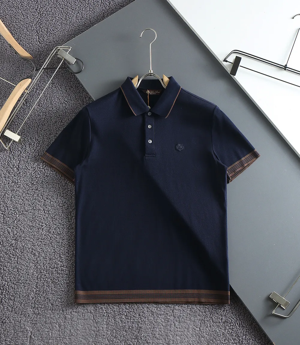 Loro Piana# New Arrival men's top imported custom-woven Yilite fabric light business short sleeves, Versatile blends fashion without losing luxury. Quality is undoubtedly great, the upper body effect is great, luxury official website Same Style Color: Blue White Sizes: M-3XL